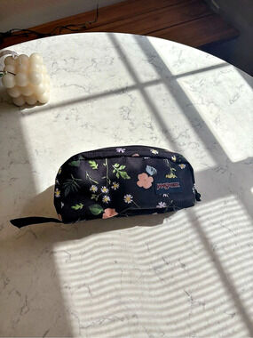 JanSport Large Accessory Pouch Floral Black & Pink